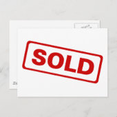 Verkocht teken briefkaart (Voorkant / Achterkant)