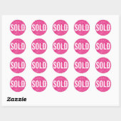 Verkocht uit Glitter Fuchsia roze Real Estate Agen Ronde Sticker (Vel)