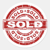 Verkocht zegelstempel ronde sticker (Voorkant)