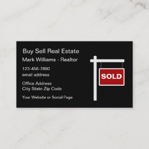 Verkochte bord real estate visitekaartjes