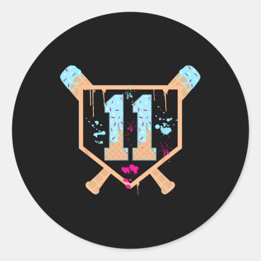 Verkoop 11-jarige ijsdruppel 11e verjaardagsjongen ronde sticker (Voorkant)