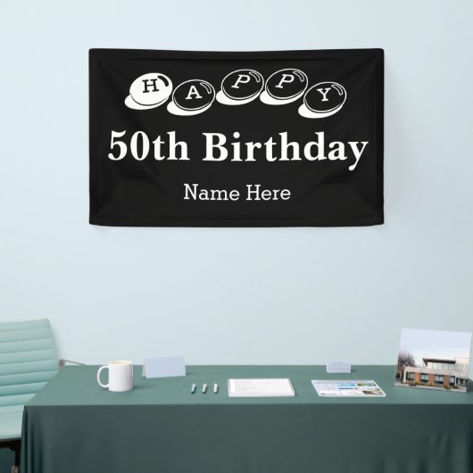 Verkoop 50e verjaardag spandoek (Beurs)