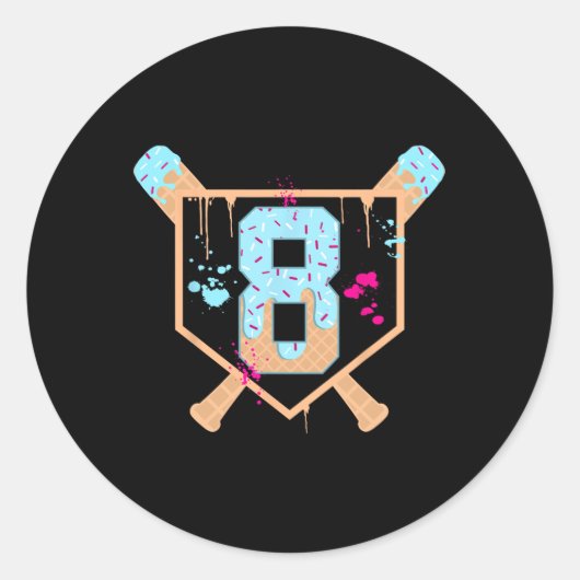 Verkoop 8 jaar oude ijsdruppel 8e verjaardag jonge ronde sticker (Voorkant)