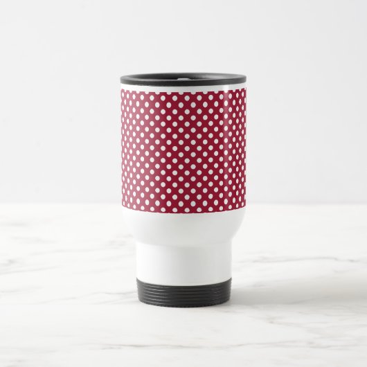 VERKOOP - Deep Red Polka Dot Retro Travel Mug Reisbeker (Center)