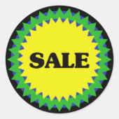 Verkoop detailhandel ticker ronde sticker (Voorkant)