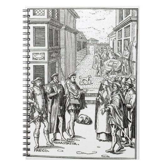 Verkoop door Town Crier na een houtsnip in Praxis Notitieboek (Voorkant)