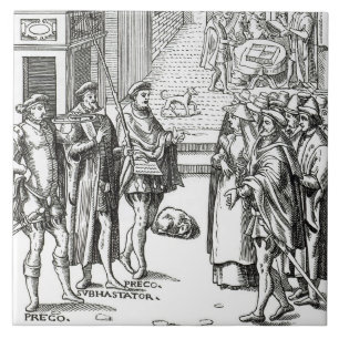 Verkoop door Town Crier na een houtsnip in Praxis  Tegeltje