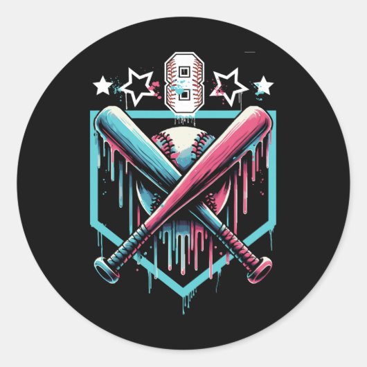 Verkoop Drip 8e Verjaardag Jongens Nummer 8 Jeugd Ronde Sticker (Voorkant)