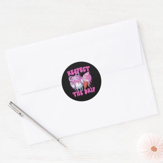 Verkoop Drip Ice Cream Dripping Respecteer de Drip Ronde Sticker (Envelop)