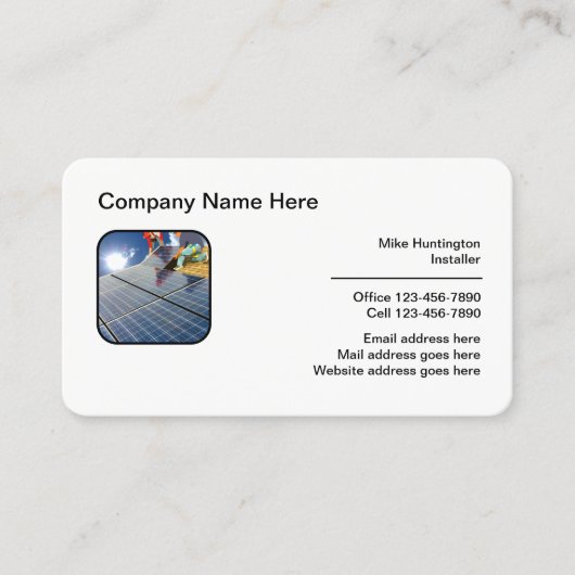 Verkoop en installatie van zonnepanelen visitekaartje (Voorkant)