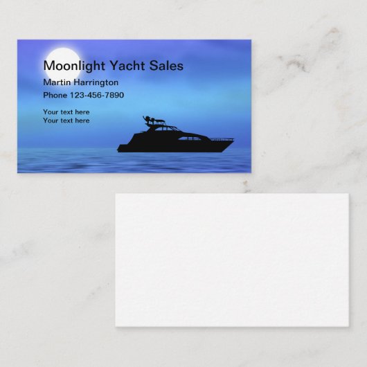 Verkoop en onderhoud van pleziervaartuigen visitekaartje (Voorkant / Achterkant)