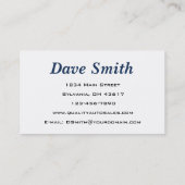 Verkoop en service van auto's visitekaartje (Achterkant)