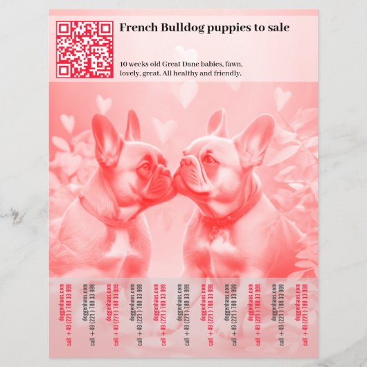 Verkoop flyer met Franse puppy's ontwerp (Voorkant)