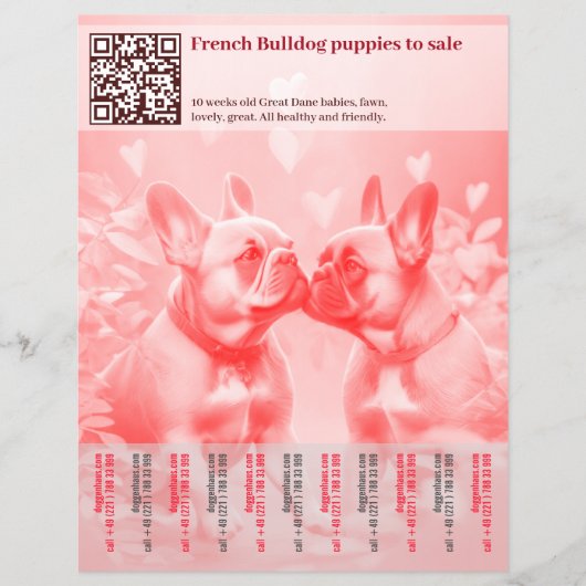 Verkoop flyer met Franse puppy's ontwerp (Voorkant)