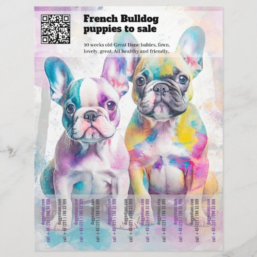 Verkoop flyer met Franse puppy's ontwerp (Voorkant)
