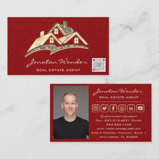 Verkoop House Social Media Logo Real Estate Agent  Visitekaartje (Voorkant / Achterkant)