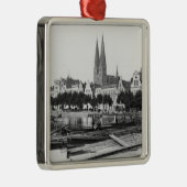 Verkoop hout op de rivier de Trave, Lubeck, c.1910 Metalen Ornament (Rechts)