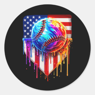 Verkoop Ice Cream American Flag Drip Ronde Sticker