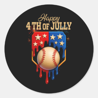 Verkoop Ice Cream Dripping Patriotic Happy 4th of  Ronde Sticker