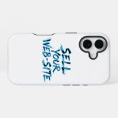 Verkoop Je Website Blauwe Getypte Lettertypografie iPhone 16 Hoesje (Achterkant horizontaal)