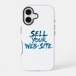 Verkoop Je Website Blauwe Getypte Lettertypografie iPhone 16 Hoesje