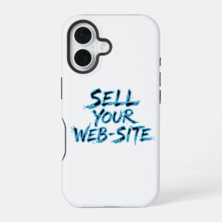Verkoop Je Website Blauwe Getypte Lettertypografie iPhone 16 Hoesje