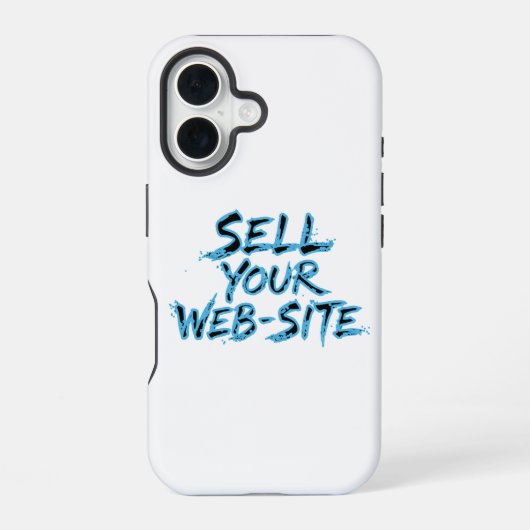 Verkoop Je Website Blauwe Getypte Lettertypografie iPhone 16 Hoesje (Achterkant)