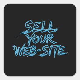 Verkoop Je Website Blauwe Typografie Met Krimpsche Vierkante Sticker