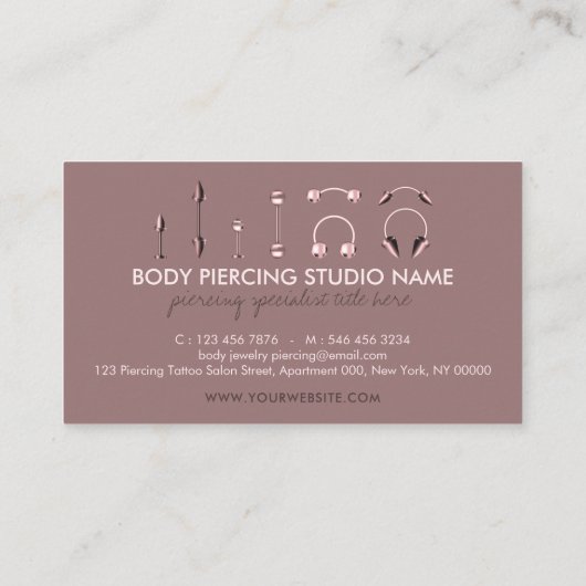 Verkoop Korting Loyalty Pink Body Piercing Visitekaartje (Achterkant)