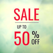 Verkoop Liquidatie tot 50% op Windows Cling Raamsticker (Vel 3)