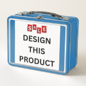 VERKOOP! Metalen lunchbox - Lichtblauw - Custom (Voorkant)