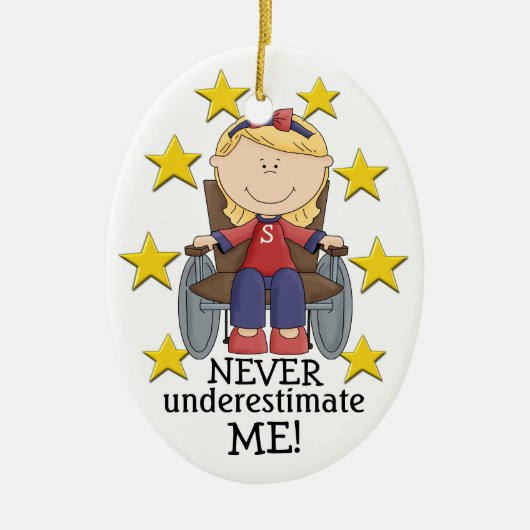 VERKOOP! Onderschat ME nooit - SRF Keramisch Ornament (Voorkant)