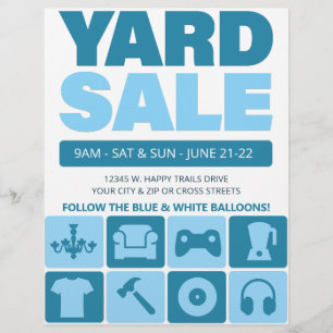 Verkoop op de oprit Flyer Sjabloon (Aqua Blauw)