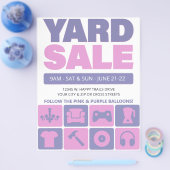 Verkoop op de oprit Flyer Sjabloon (ROZE & LAVENDE (Enkel)