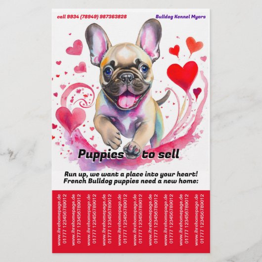 Verkoop Puppy Franse Bulldog Flyer (Voorkant)