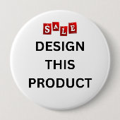 VERKOOP! Ronde Button - groot, 4 inch - Aangepast (Voorkant)