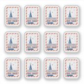  verkoop stickers met een blauwe kerstboom (Voorkant)