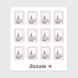  verkoop stickers met een blauwe kerstboom