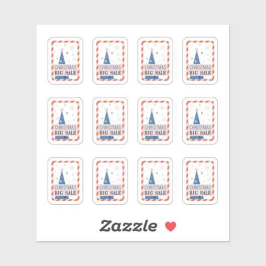  verkoop stickers met een blauwe kerstboom (Vel)