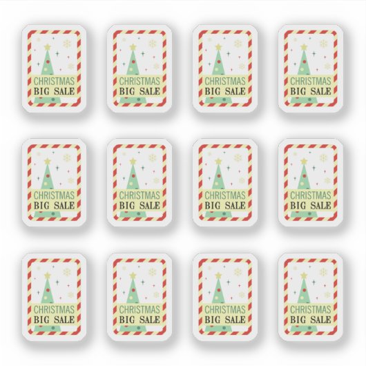 verkoop stickers met een groene kerstboom (Voorkant)