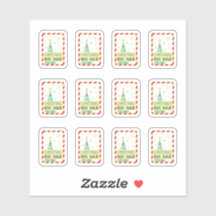 verkoop stickers met een groene kerstboom