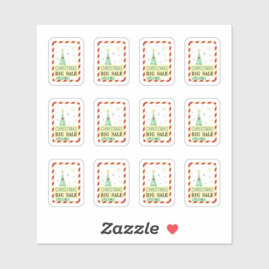  verkoop stickers met een groene kerstboom (Vel)
