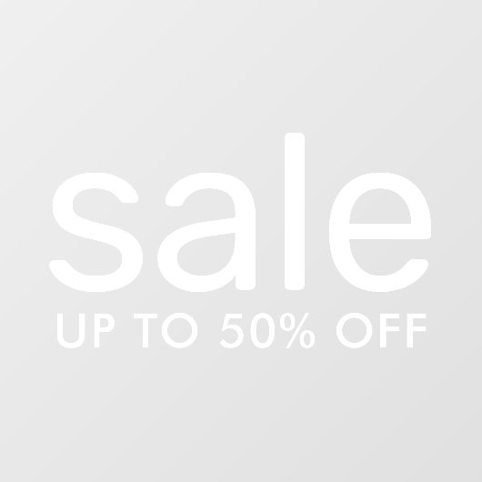 Verkoop tot 50% transparante aangepaste tekst wit raamsticker (Vel)