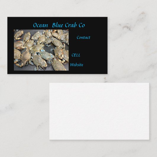 verkoop van blauwe krab visitekaartje (Voorkant / Achterkant)