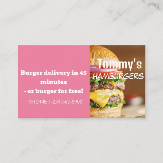 Verkoop van Hamburger Delivery Discount Visitekaartje (Voorkant)