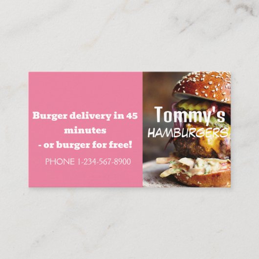 Verkoop van Hamburger Delivery Discount Visitekaartje (Voorkant)