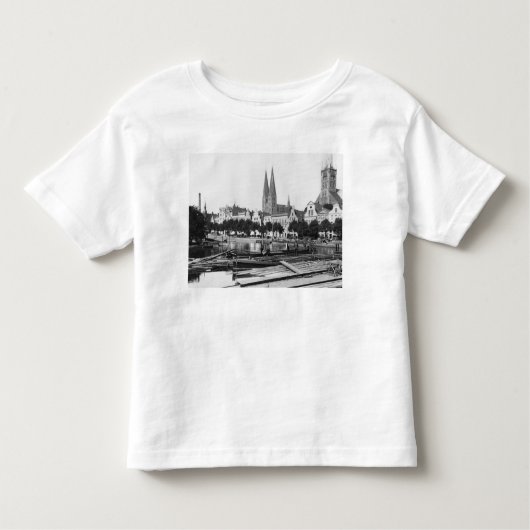 Verkoop van hout op de rivier de Trave, Lubeck, c. Kinder Shirts (Voorkant)