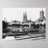 Verkoop van hout op de rivier de Trave, Lubeck, c. Poster (Voorkant)