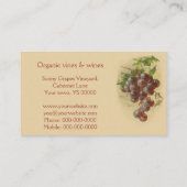 Verkoop van rode en witte druiven visitekaartje (Achterkant)