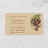 Verkoop van rode en witte druiven visitekaartje (Achterkant)